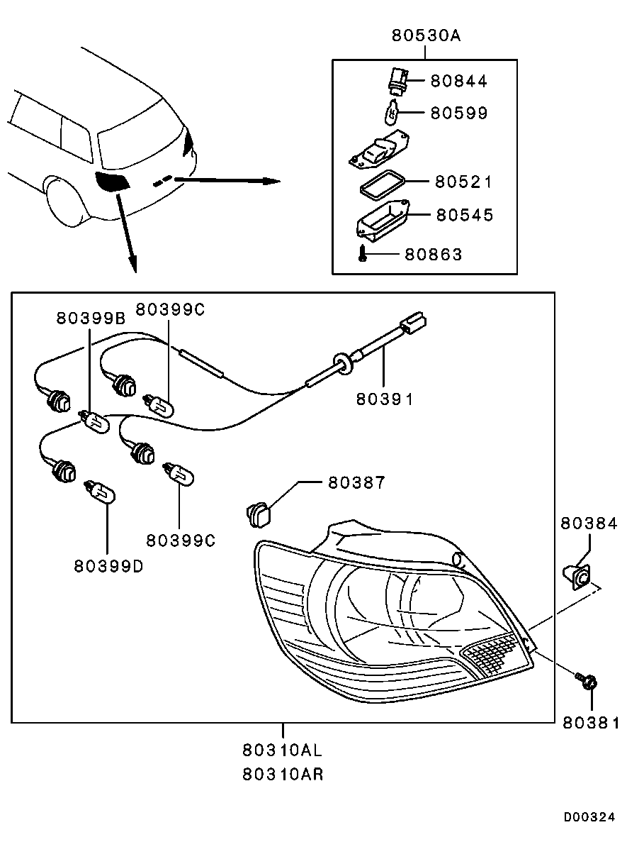 Mitsubishi MN126229 - Ködlámpa www.parts5.com