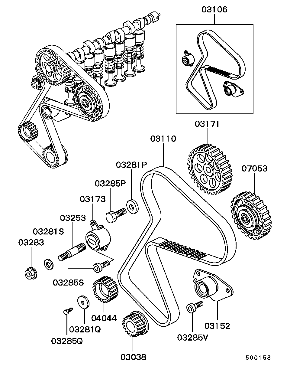 Mitsubishi M343741 - Τεντωτήρας, οδοντ. ιμάντας www.parts5.com