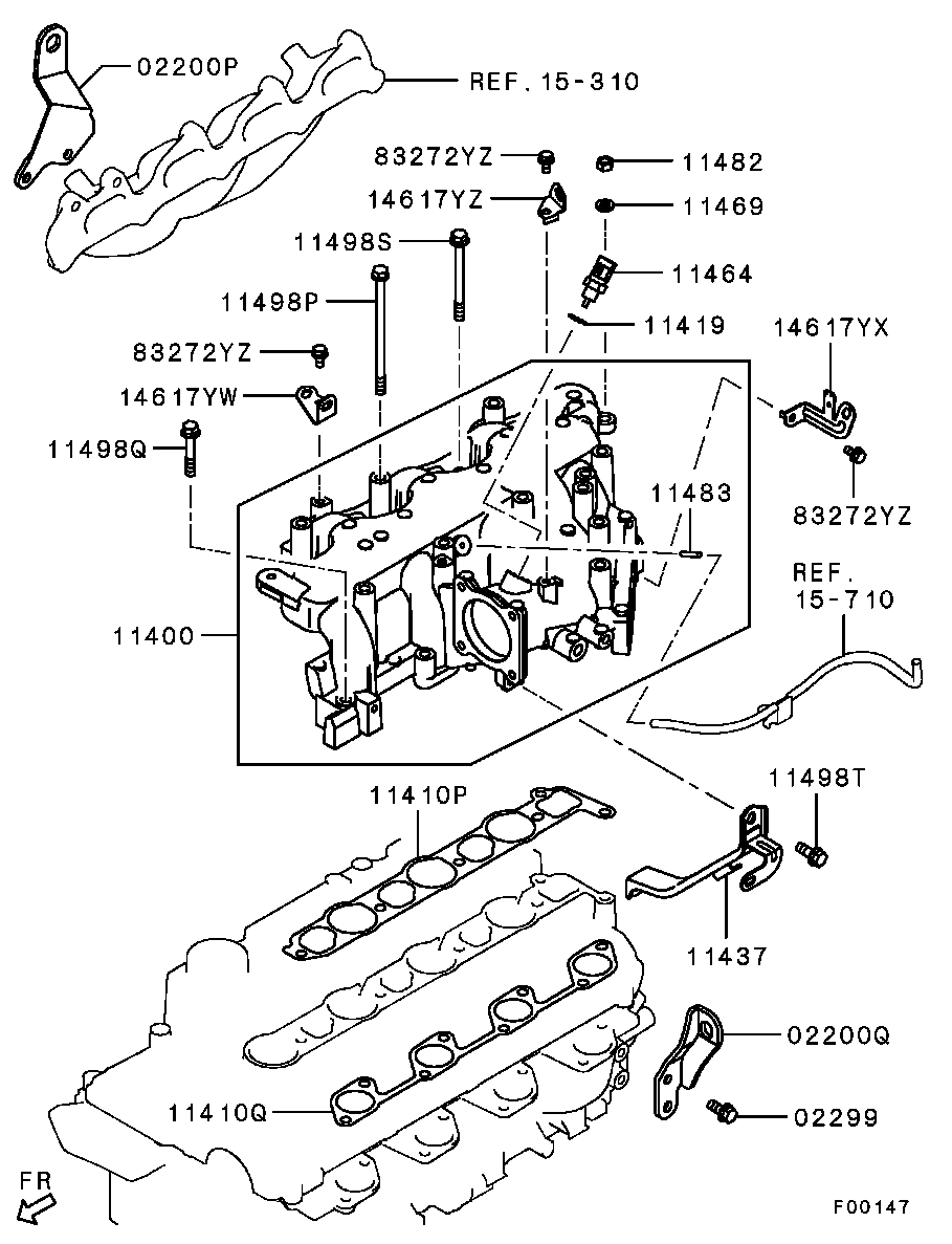 Mitsubishi 1540A049 - Garnitura, galerie admisie www.parts5.com