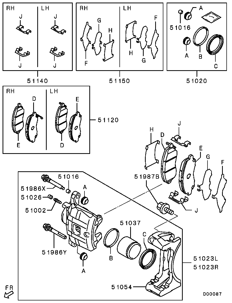 Mitsubishi 4605A879 - Kit de plaquettes de frein, frein à disque www.parts5.com