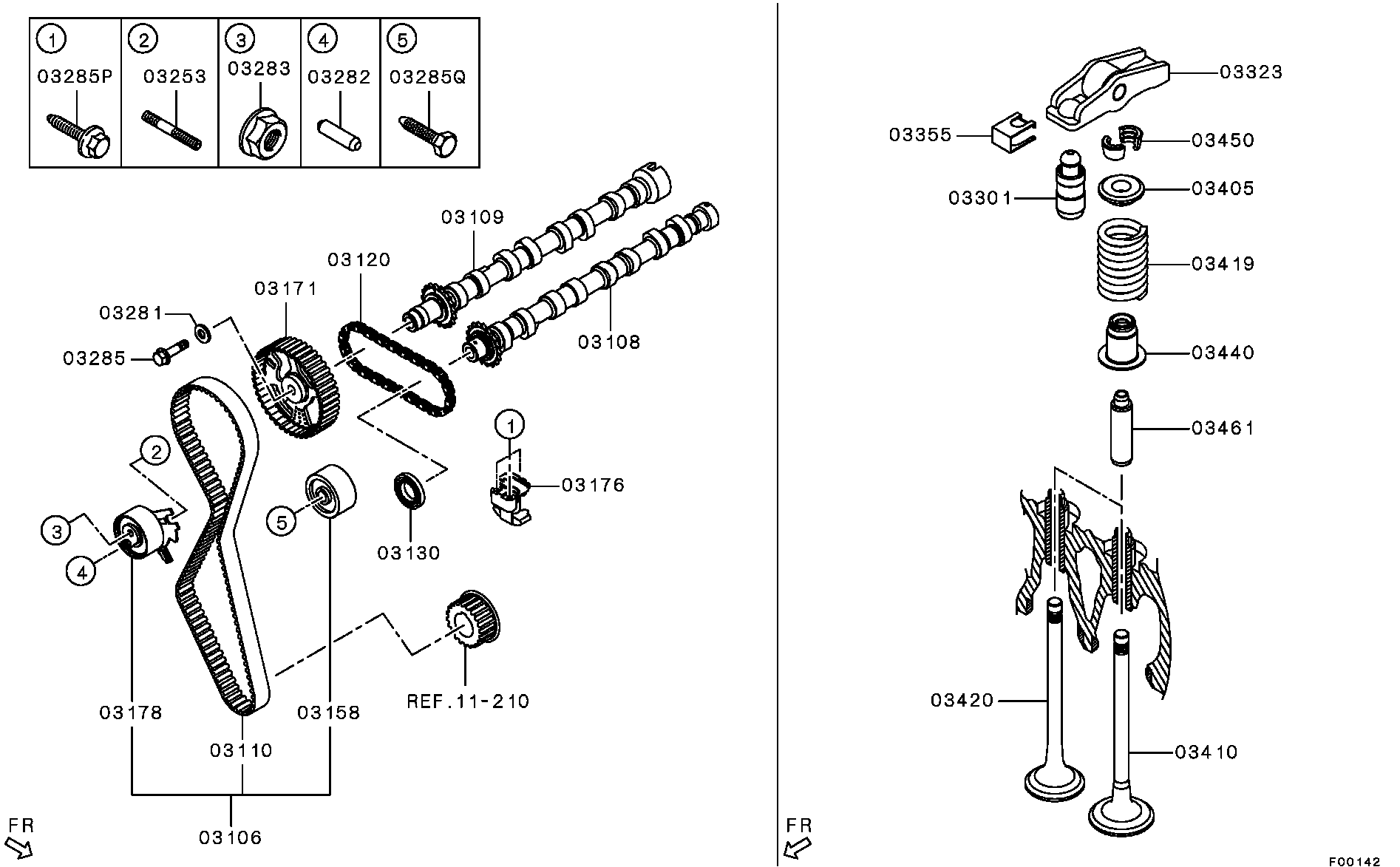 Mitsubishi MN982128 - Timing Belt Set www.parts5.com