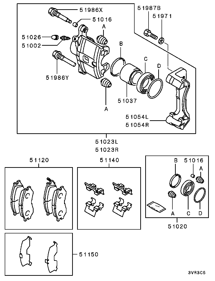 Mitsubishi MR389597 - Zestaw klocków hamulcowych, hamulce tarczowe www.parts5.com