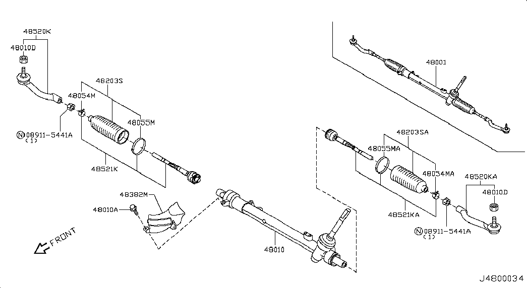 NISSAN 48010JM00C - Inner Tie Rod, Axle Joint www.parts5.com