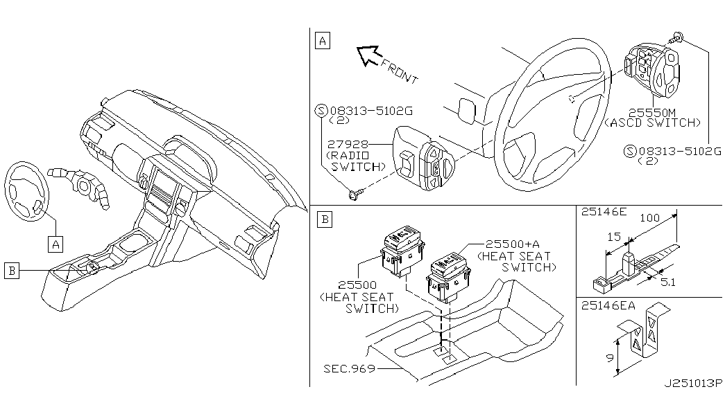 NISSAN 25500-AX610 - Switch, seat heating www.parts5.com