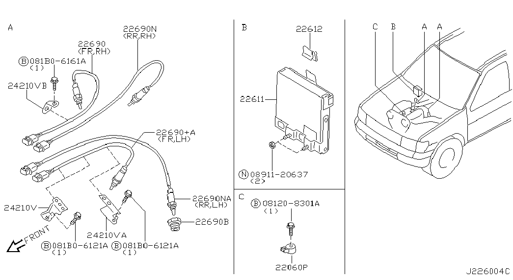 NISSAN 226A14W011 - Lambda sonda www.parts5.com