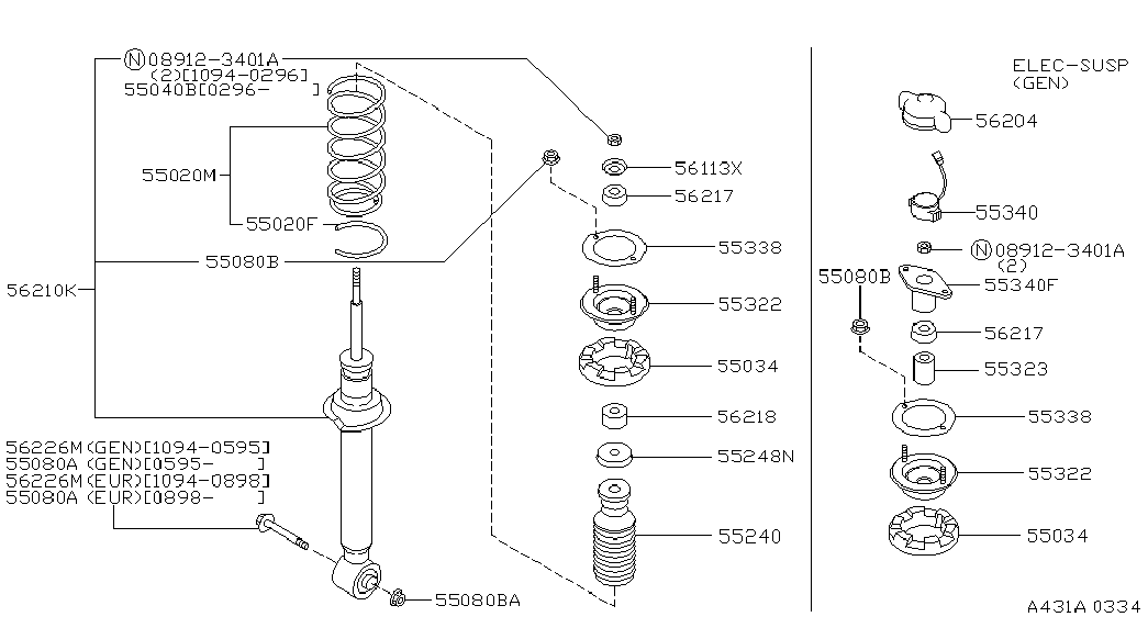 NISSAN 552400M015 - Dust Cover Kit, shock absorber parts5.com