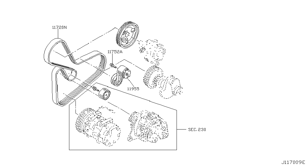 NISSAN 11955-AW300 - Τεντωτήρας ιμάντα, ιμάντας poly-V www.parts5.com