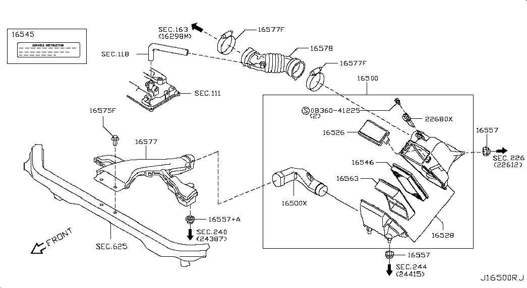 NISSAN 16546 ED500 - Filtru aer parts5.com