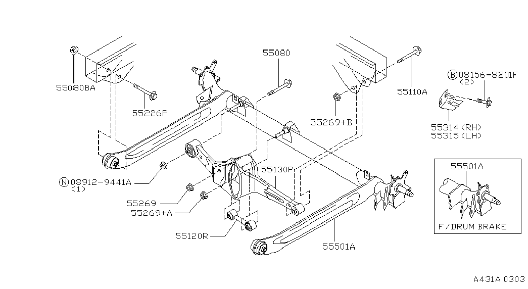 NISSAN 55120-0M001 - Bush of Control / Trailing Arm www.parts5.com