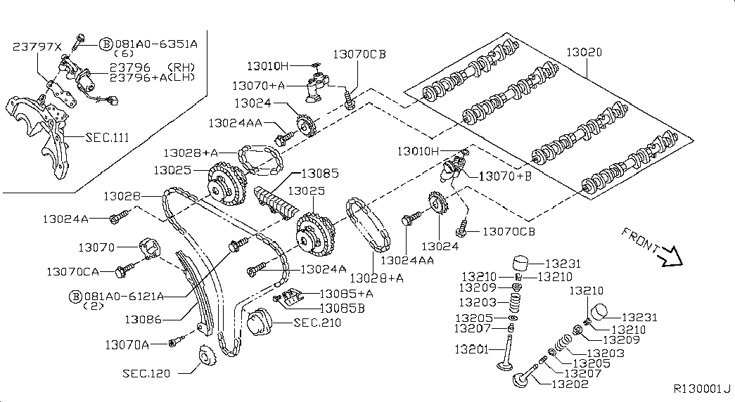 Infiniti 132073Z000 - Etansare, supape www.parts5.com