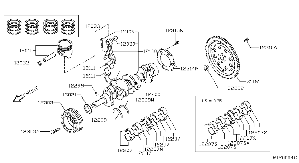 NISSAN 32202B950A - Pilot Bearing, clutch www.parts5.com