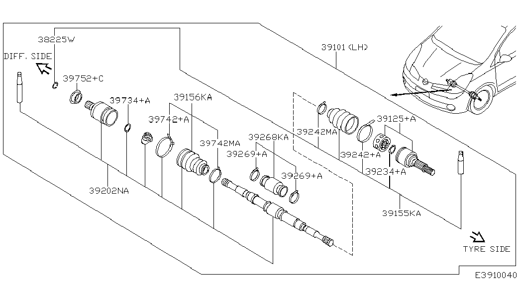 NISSAN 39241BM728 - Bellow, drive shaft www.parts5.com