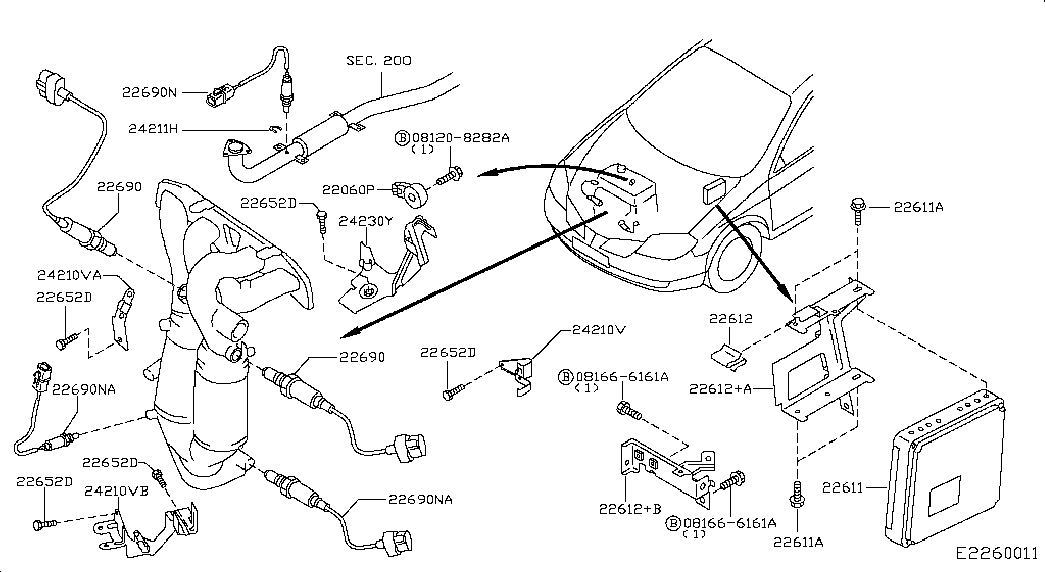 NISSAN 226A0-AU011 - Lambda Sensor www.parts5.com