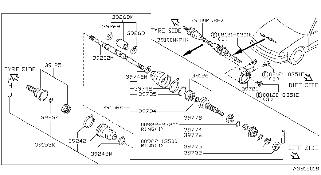 NISSAN 39241-0M326 - Osłona, wał napędowy www.parts5.com