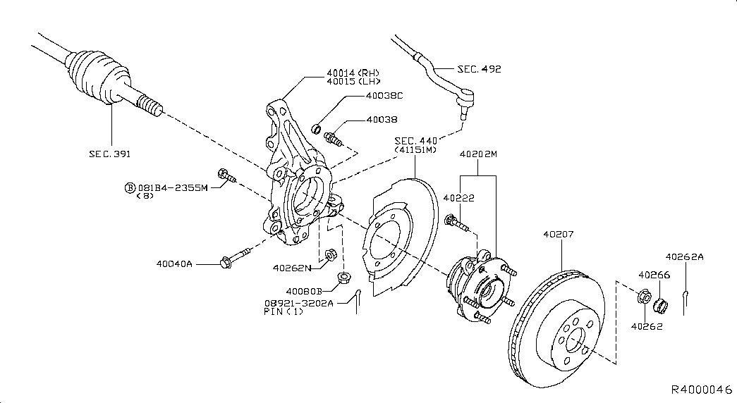 NISSAN 402023JA0A - Wheel hub, bearing Kit www.parts5.com