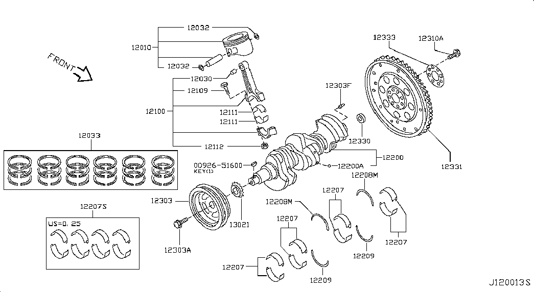 NISSAN 12303-8J101 - Шкив коленчатого вала www.parts5.com