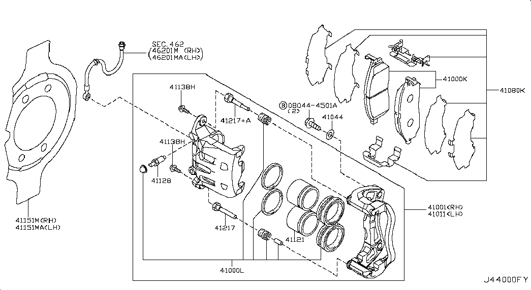 NISSAN 41060-EB325 - Brake Pad Set, disc brake parts5.com