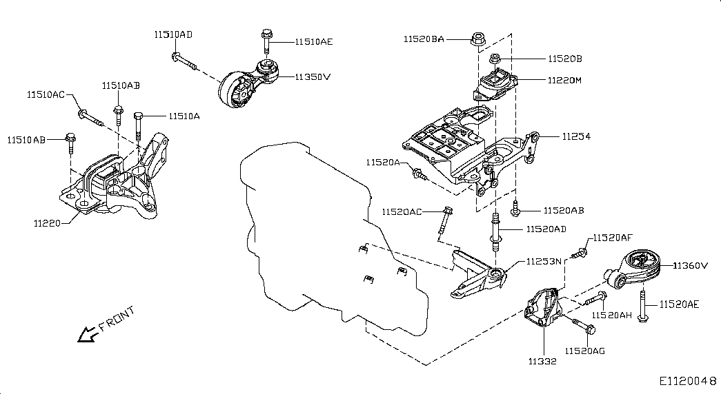 NISSAN 11220JD000 - Окачване, двигател www.parts5.com