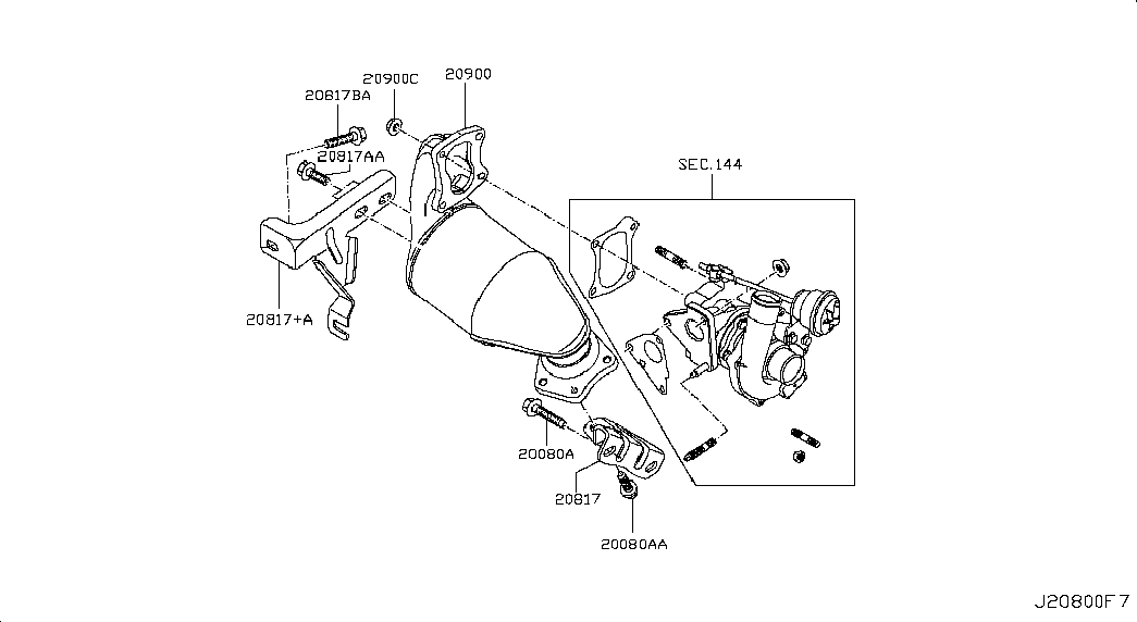 NISSAN 0121100Q0C - Matica, ispušna koljenasta cijev www.parts5.com