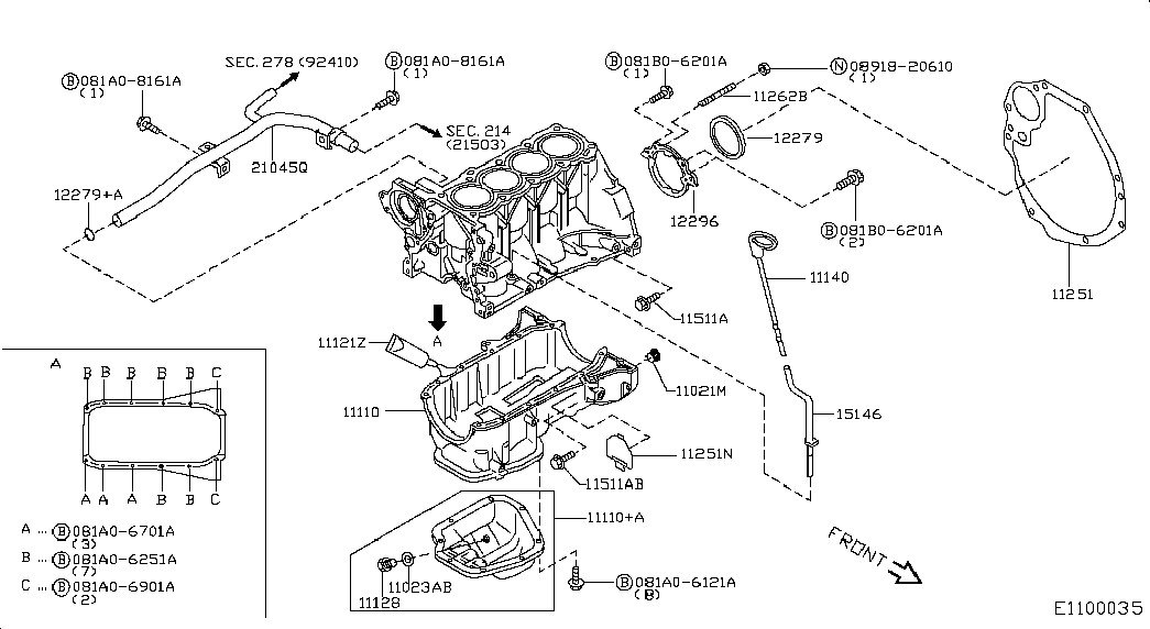 NISSAN 11128-BX00A - Sulgurkruvi, õlivann www.parts5.com