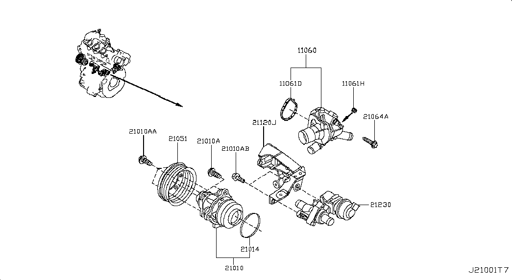 NISSAN 2101000Q2H - Водна помпа www.parts5.com