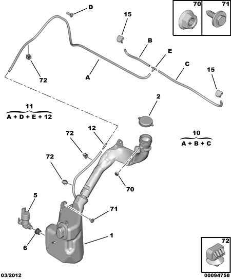 PEUGEOT 98 012 421 80 - Pompa de apa,spalare parbriz www.parts5.com