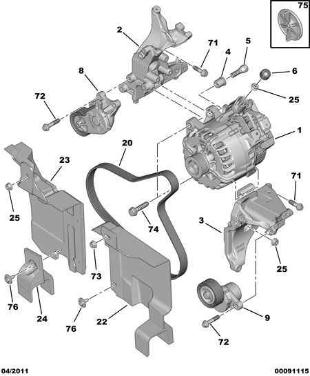 CITROËN 96 772 795 80 - Belt Tensioner, v-ribbed belt www.parts5.com