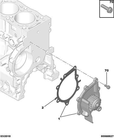 PEUGEOT 1201-J6 - Water pump gasket water outl tank: 01 pcs. www.parts5.com