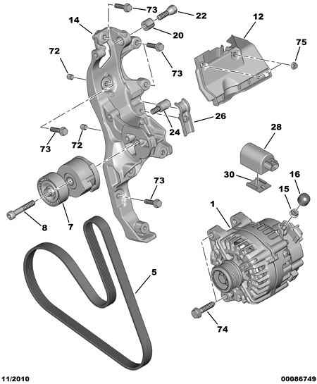 PEUGEOT 5751.H8 - Zatezač remena, klinasti rebrasti remen www.parts5.com