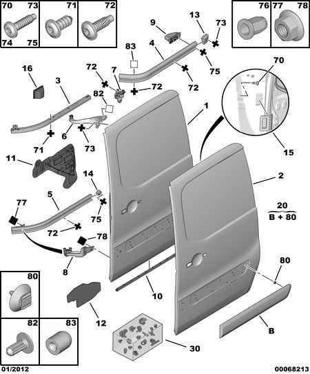 PEUGEOT 9033 Z2 - DOOR CARRIAGE; LEFT www.parts5.com