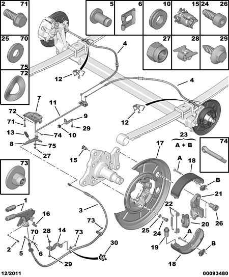 PEUGEOT 4241 N5 - Fren pabuç takımı, el freni www.parts5.com