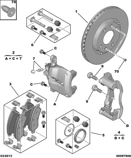 CITROËN/PEUGEOT 4249.J6 - Front brakes disc caliper friction pad: 02 pcs. www.parts5.com