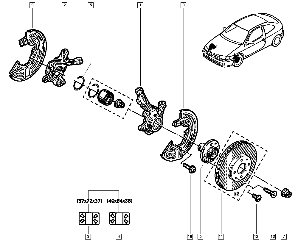 RENAULT 77 01 205 779 - Lożisko kolesa - opravná sada www.parts5.com