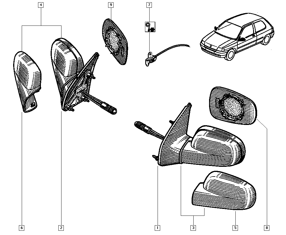 RENAULT 7701040256 - Peegliklaas,Välispeegel www.parts5.com