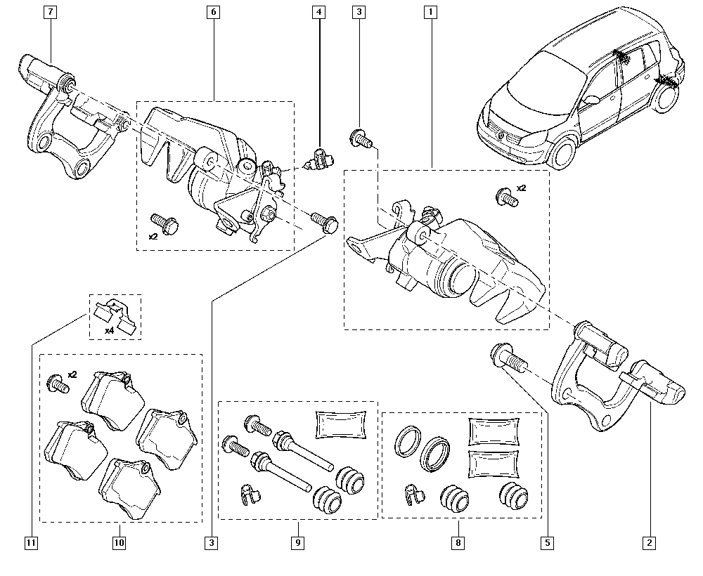 RENAULT 7701060077 - Комплект водещи втулки, спирачен апарат www.parts5.com