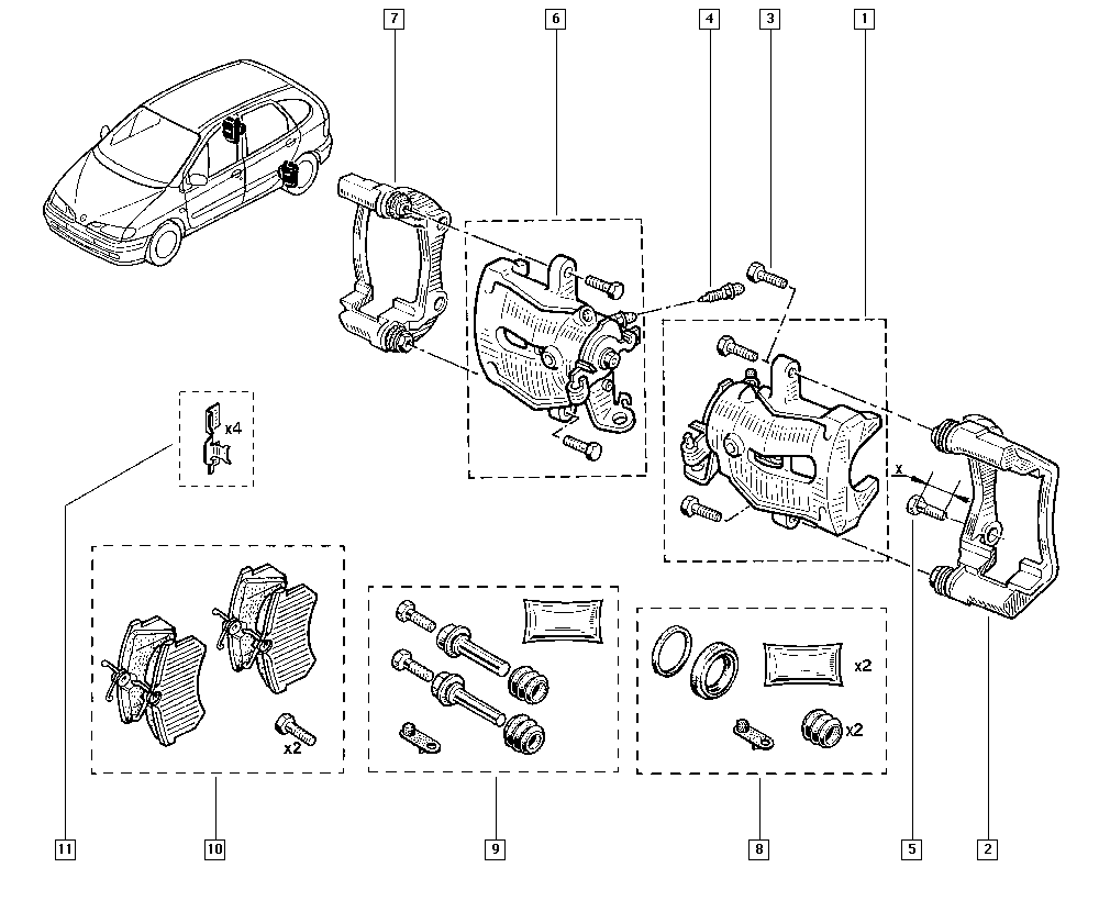 RENAULT 7701058986 - Komplet vodećih čahura, kočno sedlo www.parts5.com