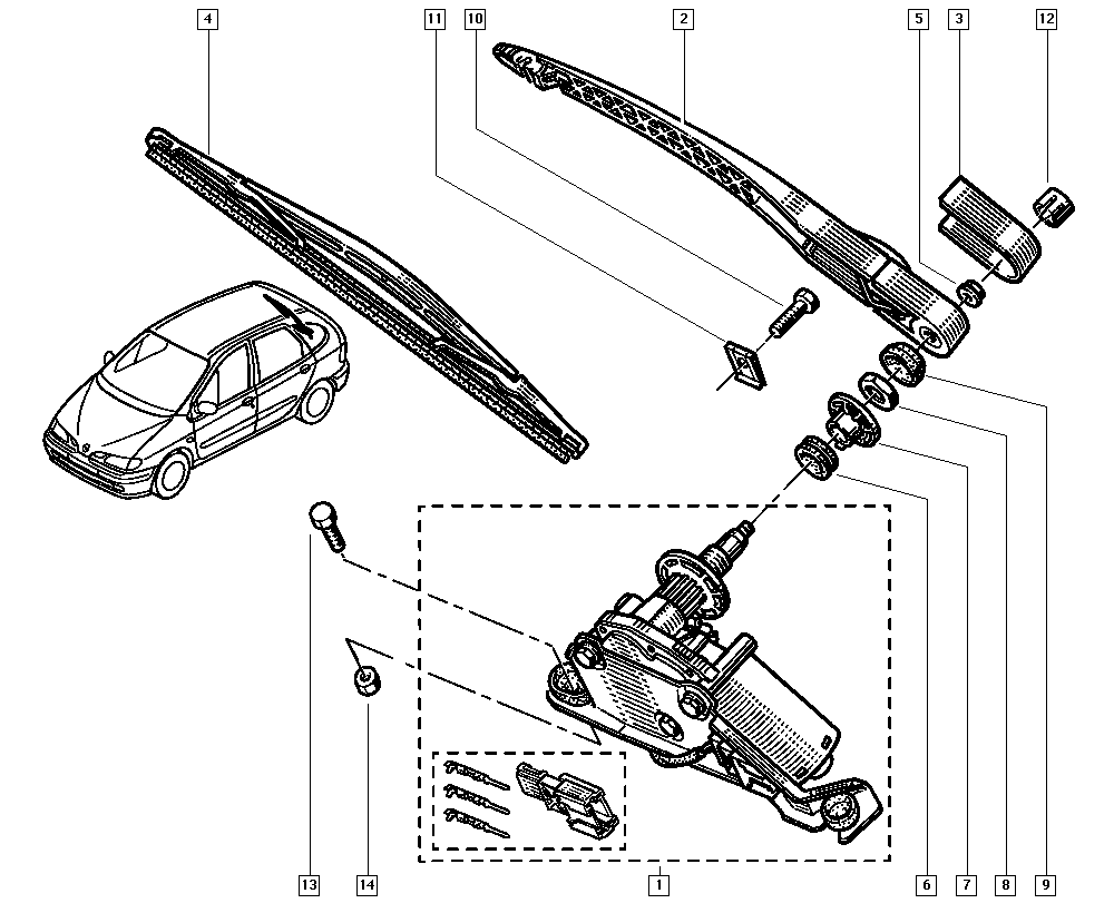 RENAULT 7701 042 368 - Kojamees, klaasipesu www.parts5.com