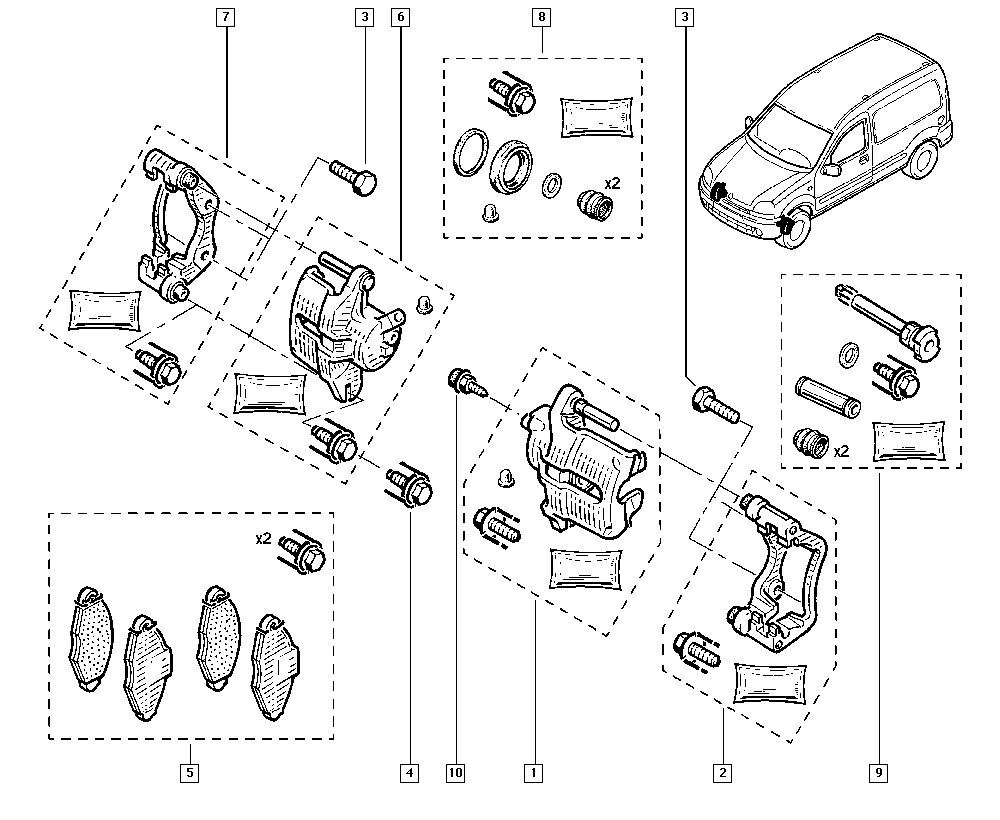 RENAULT 7701208015 - Vezetőpersely-készlet, féknyereg www.parts5.com