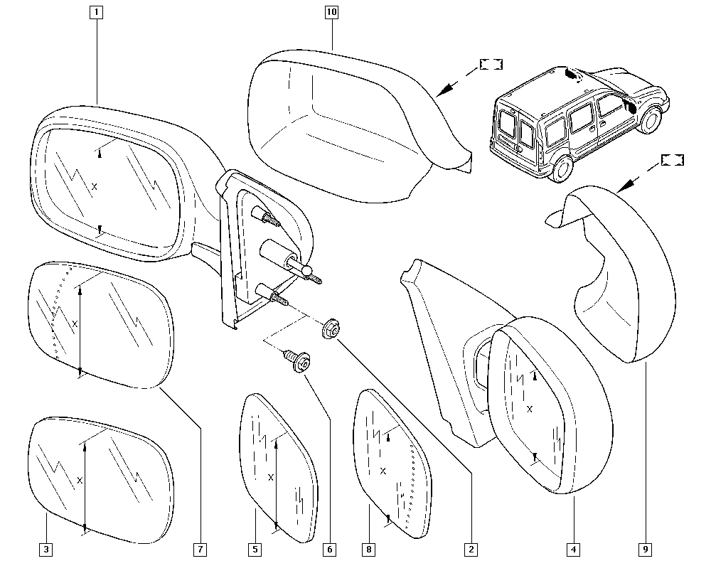 RENAULT 7701041941 - Зеркальное стекло, наружное зеркало www.parts5.com