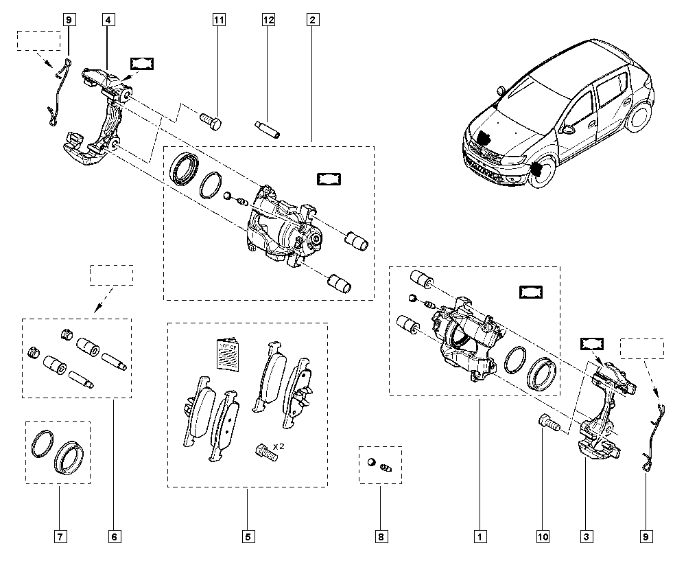 RENAULT 77 01 049 101 - Set bucsi de ghidaj, etrier frana www.parts5.com