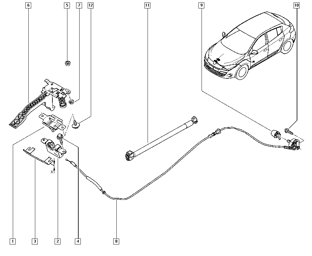 RENAULT 654710003R - Gas Spring, bonnet www.parts5.com