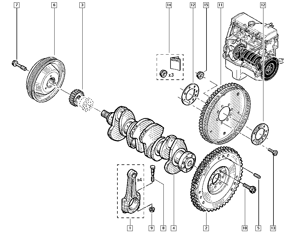 RENAULT 7700273916 - Remenica, koljenasto vratilo www.parts5.com