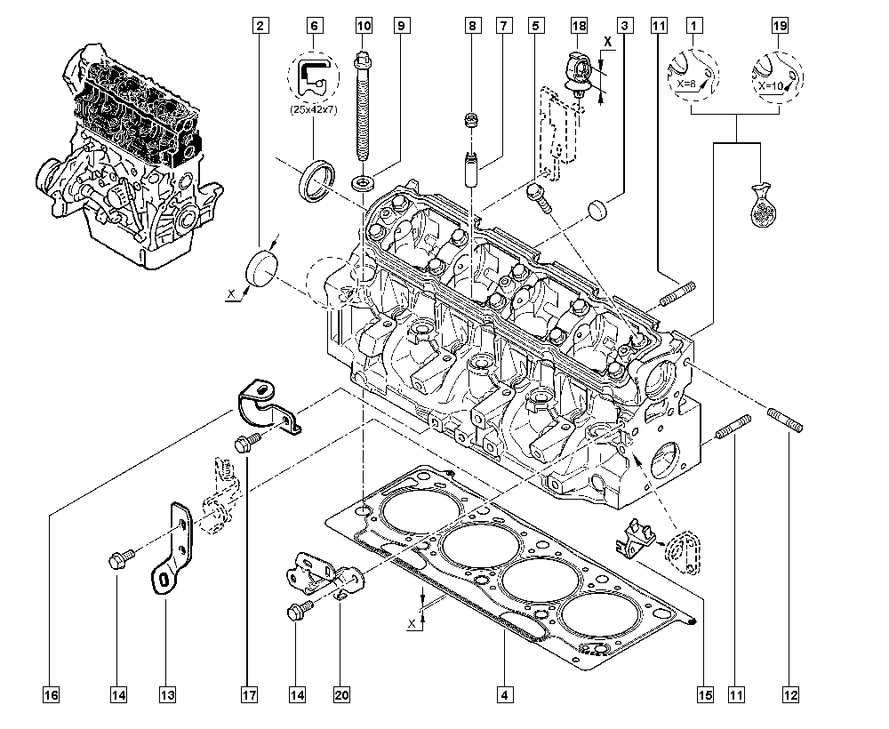 RENAULT 7700114745 - Silindir kapağı civata seti www.parts5.com