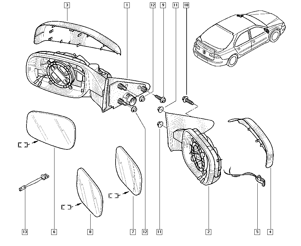 RENAULT 7701049065 - Зеркальное стекло, наружное зеркало parts5.com