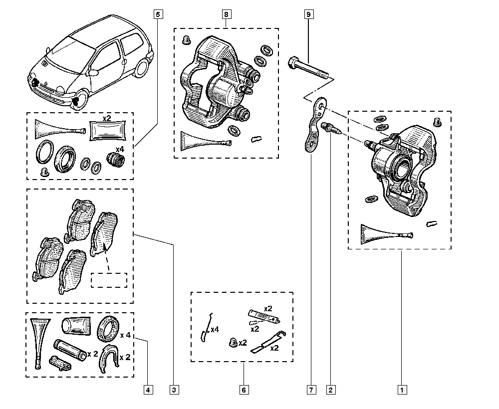 RENAULT TRUCKS 7701202218 - Sada vodicích pouzder, brzdový třmen www.parts5.com