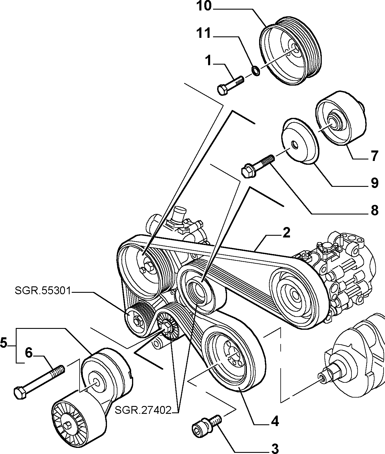 FIAT 55184055 - Hihnankiristin, moniurahihna www.parts5.com