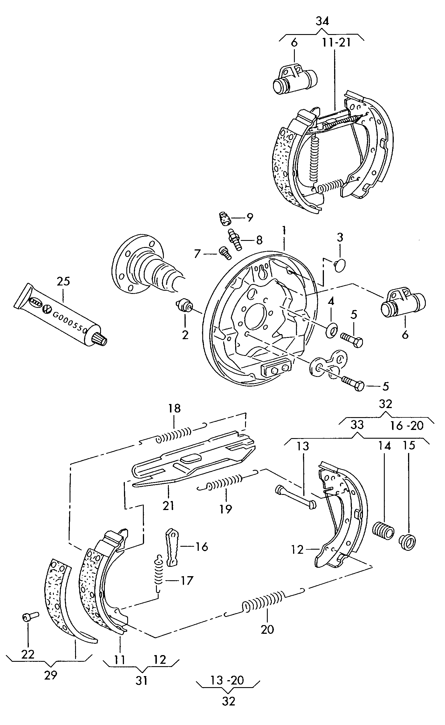 Skoda 1H0698071 - Комплект спирачна челюст www.parts5.com