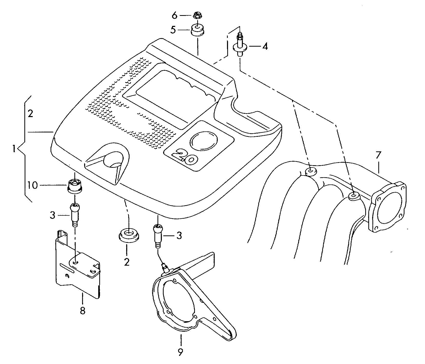 VW 038 103 638 L - Fastening Element, engine cover www.parts5.com