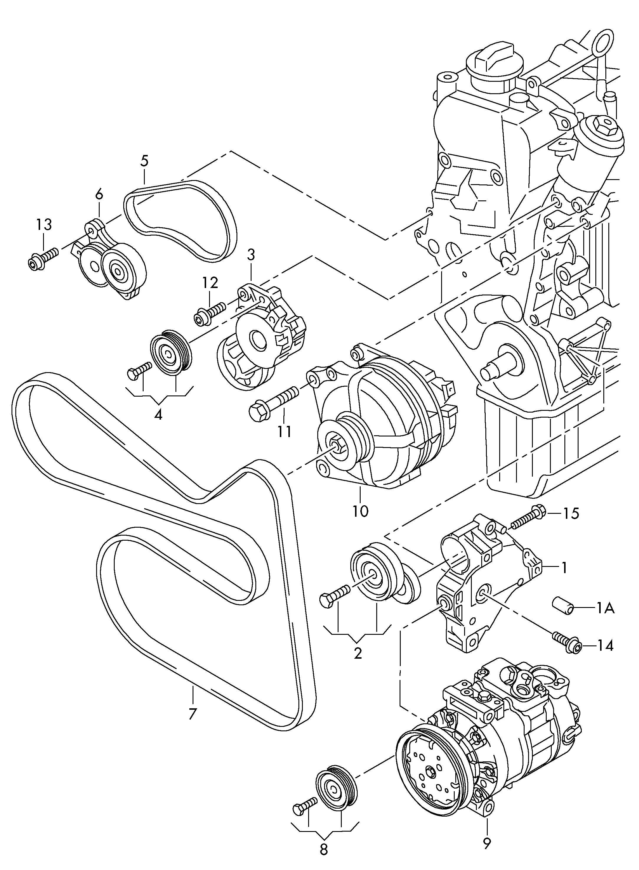 VW 1J0 145 276 - Usmeravajući / vodeći točkić, klinasti rebrasti kaiš www.parts5.com