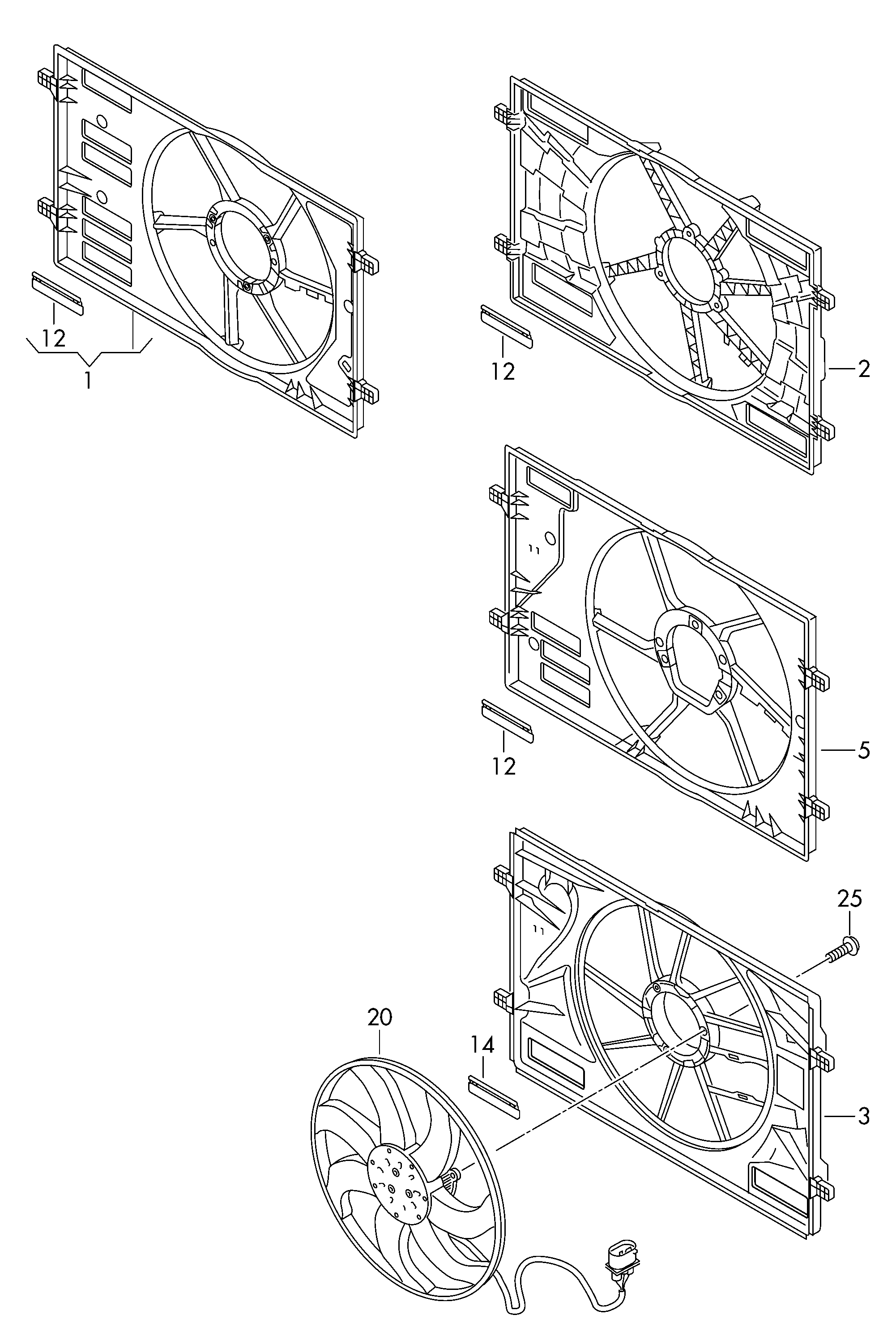 AUDI 5Q0121203AA - Ventilator, radiator www.parts5.com